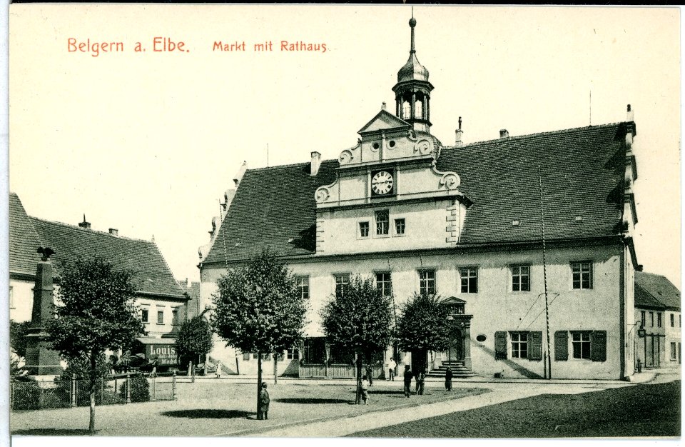 10059-Belgern-1908-Markt mit Rathaus-Brück & Sohn Kunstverlag