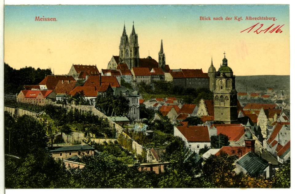 12116-Meißen-1910-Altstadt, Frauenkirche, Albrechtsburg und Dom-Brück & Sohn Kunstverlag