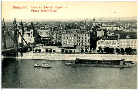 10246-Budapest-1908-Franz Josefs Quai mit Dampfer-Brück & Sohn Kunstverlag