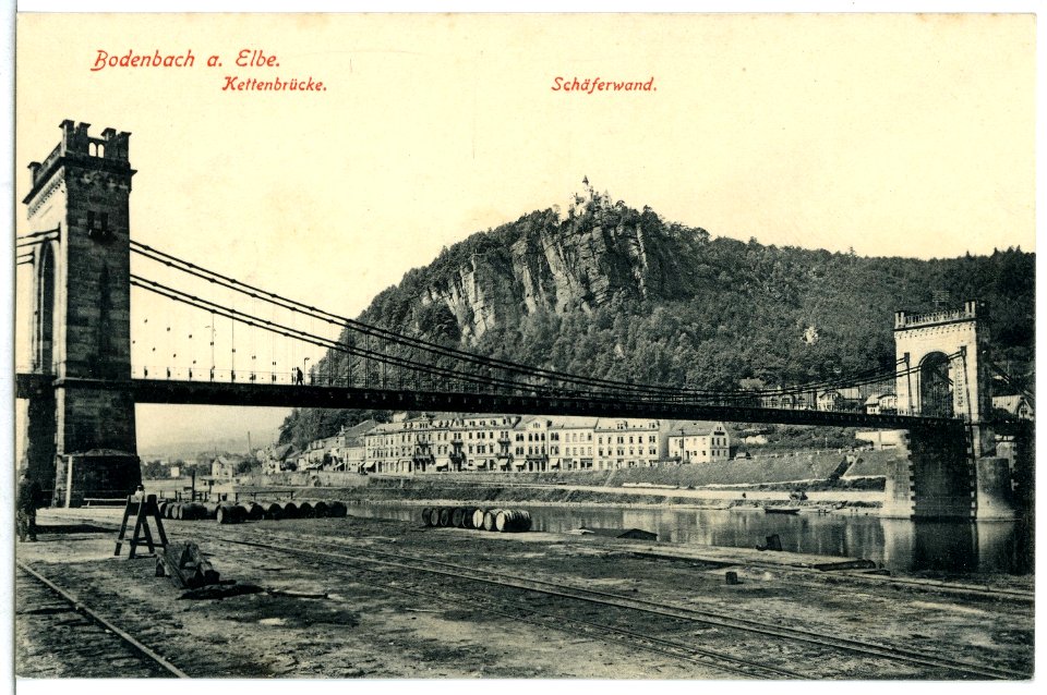 11836-Bodenbach-1910-Blick über die Brücke nach Bodenbach-Brück & Sohn Kunstverlag