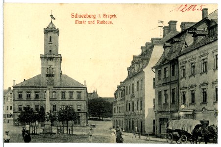 12065-Schneeberg-1910-Markt mit Rathaus-Brück & Sohn Kunstverlag