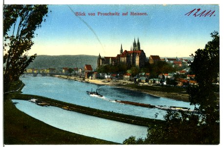12111-Meißen-1910-Blick von Proschwitz auf Meißen-Brück & Sohn Kunstverlag