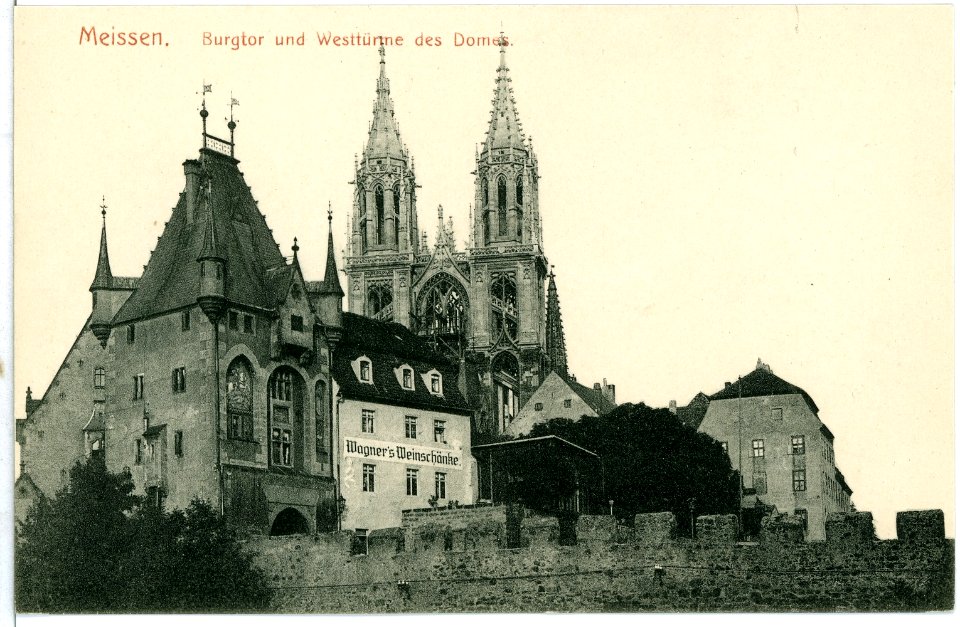 10319-Meißen-1908-Burgtor und Westtürme des Doms-Brück & Sohn Kunstverlag