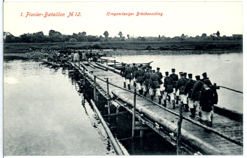 10182--1908-1. Königlich Sächsisches Pionier-Bataillon Nr. 12 - Brückenschlag-Brück & Sohn Kunstverlag