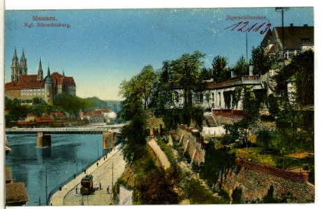 12113-Meißen-1910-Jägerschlößchen, Bahnhofsstraße, Brücke-Brück & Sohn Kunstverlag