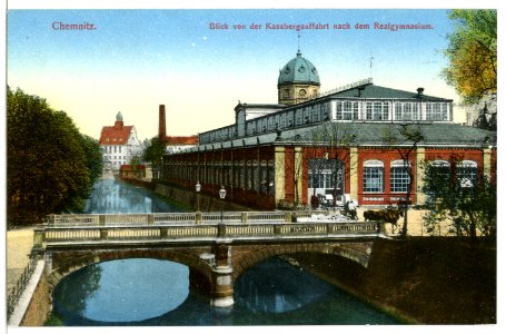 12122-Chemnitz-1910-Realgymnasium von der Kassbergauffahrt-Brück & Sohn Kunstverlag