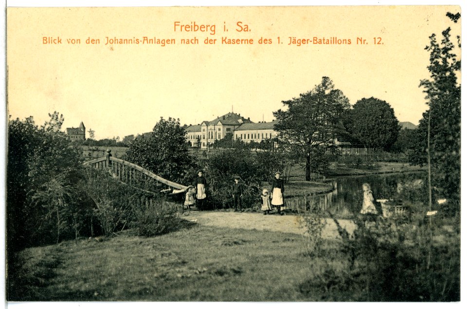 12666-Freiberg-1911-Blick von den Johann-Anlage nach der Kaserne-Brück & Sohn Kunstverlag