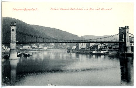 12606-Bodenbach-1911-Kaiserin Elisabeth-Kettenbrücke und Obergrund-Brück & Sohn Kunstverlag
