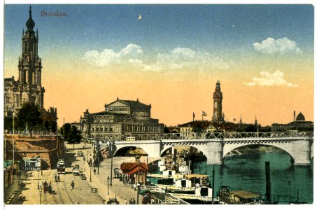 12674-Dresden-1911-Augustusbrücke, Hofkirche, Semperoper-Brück & Sohn Kunstverlag
