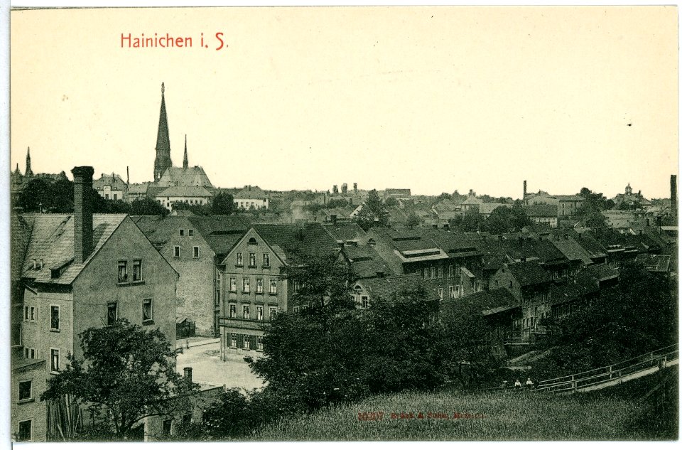 10207-Hainichen-1908-Blick auf den Ort-Brück & Sohn Kunstverlag