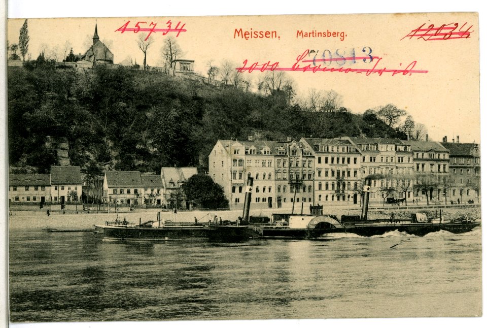12034-Meißen-1910-Martinsberg - Elbe mit Schlepper-Brück & Sohn Kunstverlag