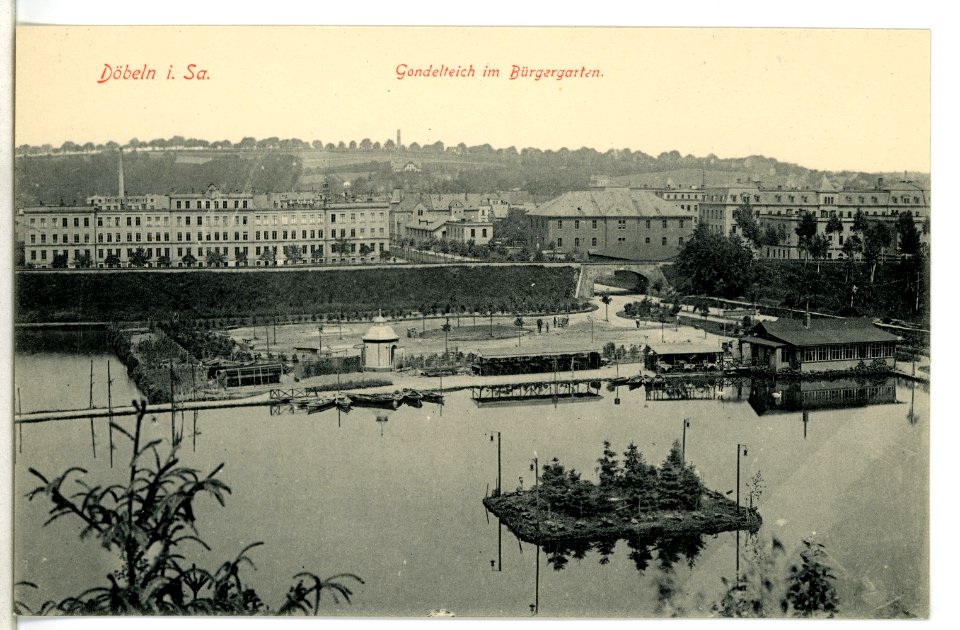09955-Döbeln-1908-Gondelteich im Bürgergarten-Brück & Sohn Kunstverlag