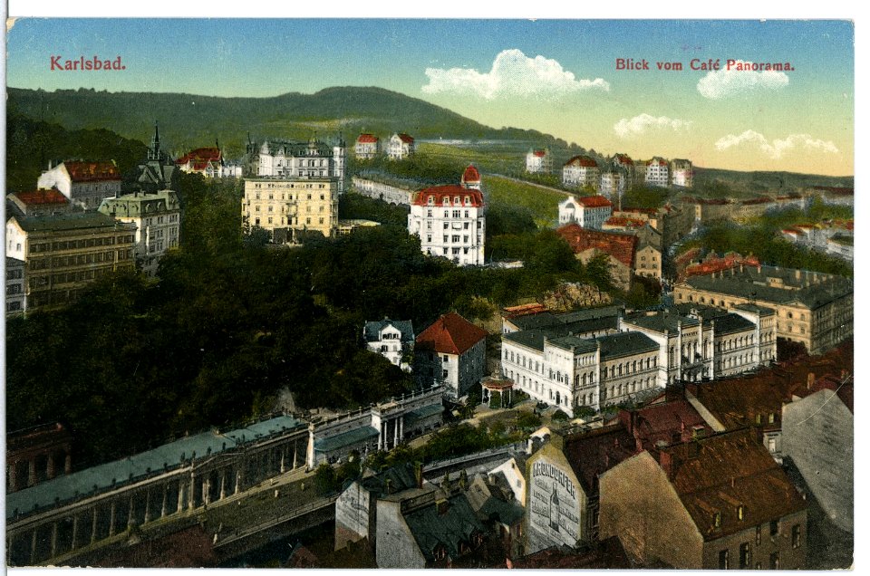 12195-Karlsbad-1910-Blick vom Cafe Panorama-Brück & Sohn Kunstverlag