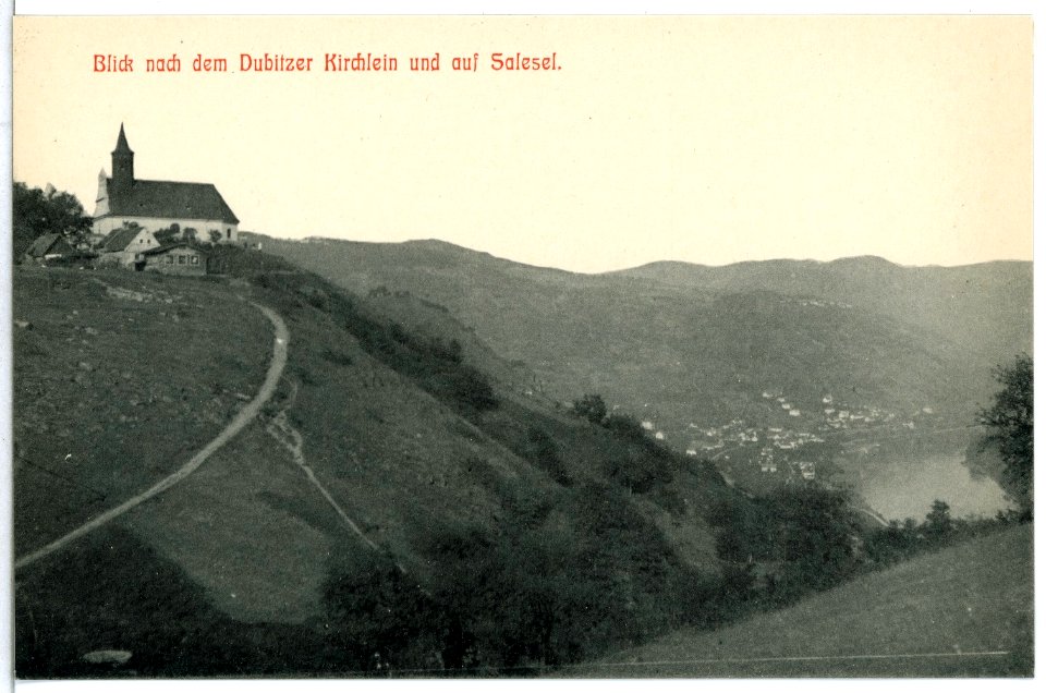 12768-Salesel-1911-Blick nach dem Dubitzer Kirchlein und Salesel-Brück & Sohn Kunstverlag