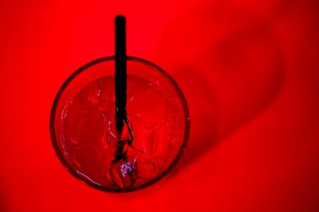 Drinks straw red glass photo