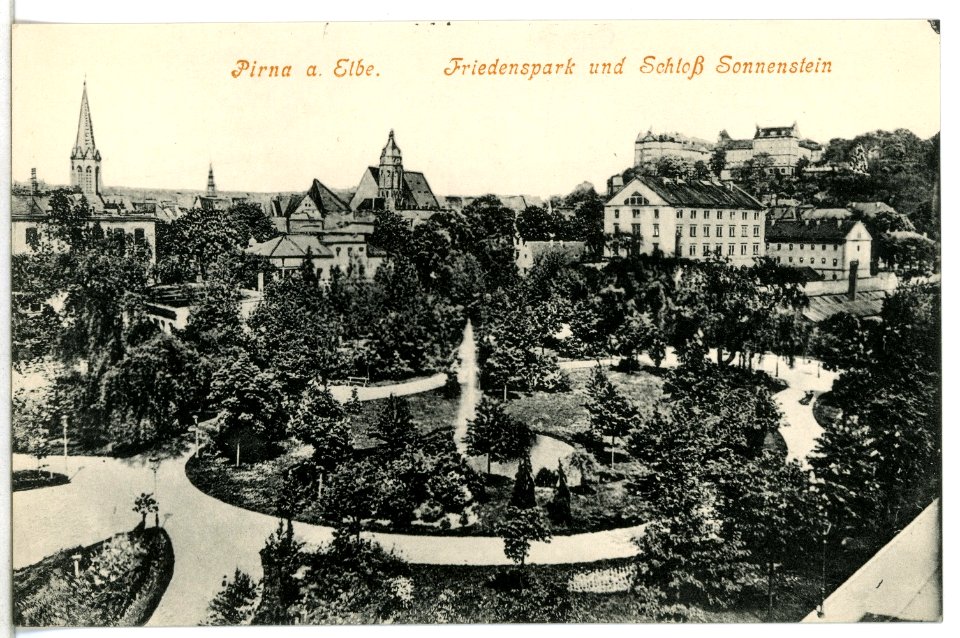 12448-Pirna-1911-Friedenspark und Schloß Sonnenstein-Brück & Sohn Kunstverlag