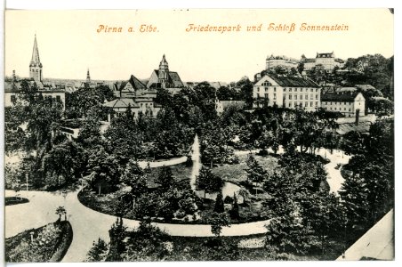 12448-Pirna-1911-Friedenspark und Schloß Sonnenstein-Brück & Sohn Kunstverlag
