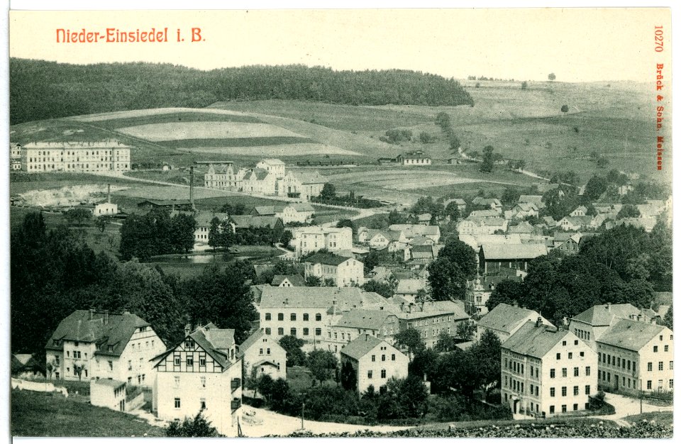 10270-Niedereinsiedel-1908-Blick auf Niedereinsiedel-Brück & Sohn Kunstverlag