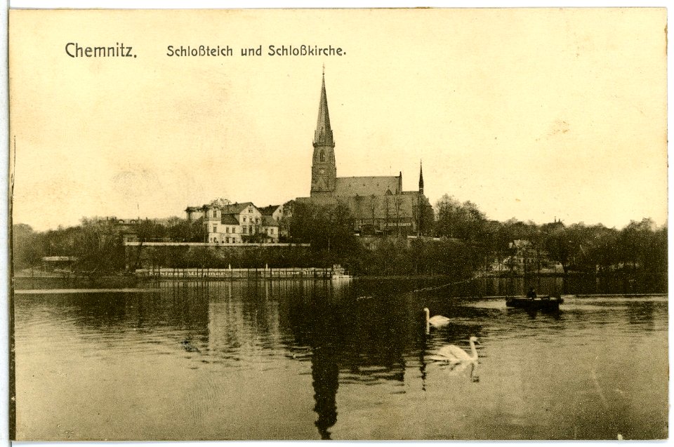12459-Chemnitz-1911-Schloßteich mit Schloßkirche-Brück & Sohn Kunstverlag