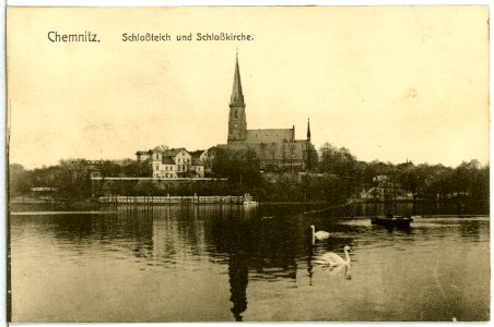 12459-Chemnitz-1911-Schloßteich mit Schloßkirche-Brück & Sohn Kunstverlag
