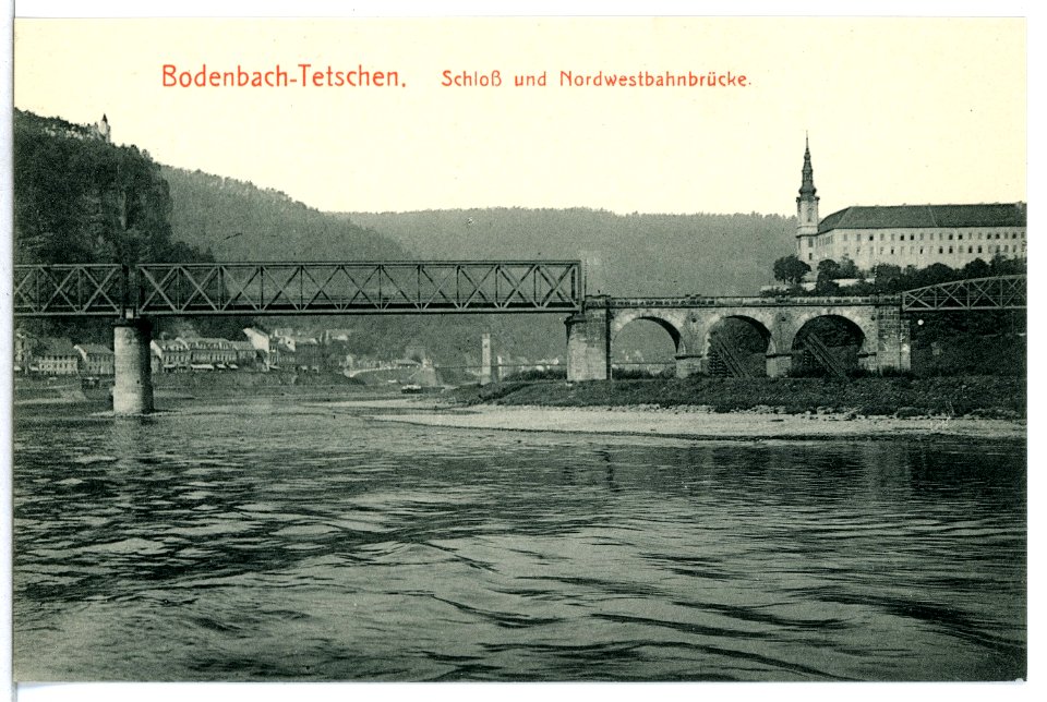12605-Bodenbach-1911-Schloß und Nordwestbahnbrücke-Brück & Sohn Kunstverlag