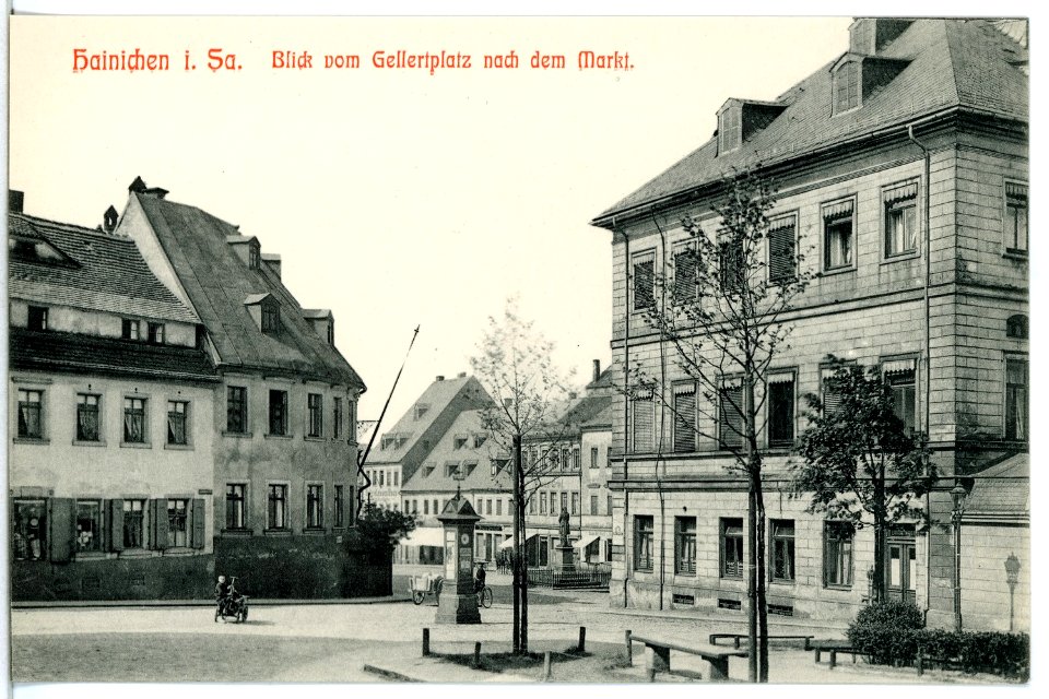 12438-Hainichen-1911-Blick vom Gellertplatz nach dem Markt-Brück & Sohn Kunstverlag