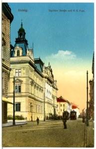 12742-Aussig-1911-Teplitzer Straße und K. K. Post-Brück & Sohn Kunstverlag