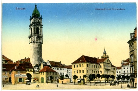 12389-Bautzen-1910-Kornmarkt und Reichenturm-Brück & Sohn Kunstverlag