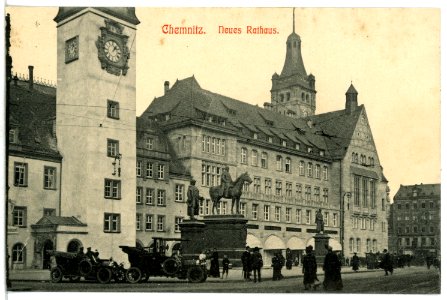 12694-Chemnitz-1911-Neues Rathaus - mit Kraftdroschken-Brück & Sohn Kunstverlag