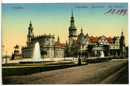 12199-Dresden-1910-Theaterplatz, Schloß, Hofkirche-Brück & Sohn Kunstverlag