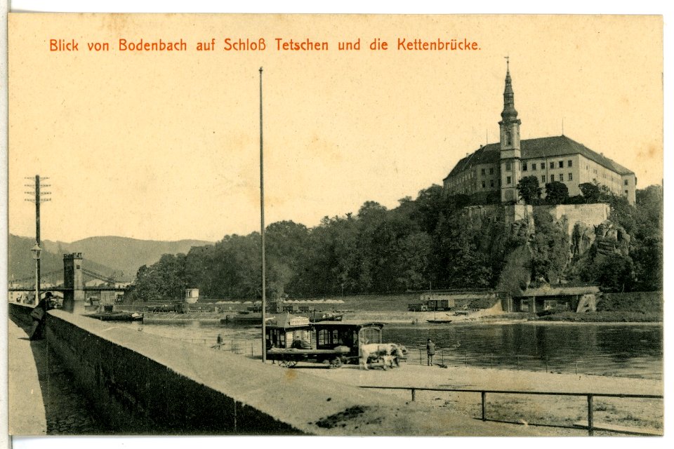 12604-Tetschen-1911-Schloß und Kettenbrücke-Brück & Sohn Kunstverlag