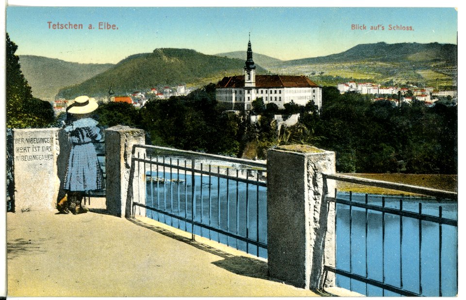 12005-Tetschen-1910-Blick über die Elbe aufs Schloß-Brück & Sohn Kunstverlag
