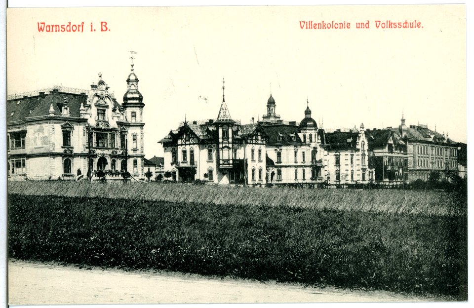 11208-Warnsdorf-1910-Villenkolonie und Volksschule-Brück & Sohn Kunstverlag