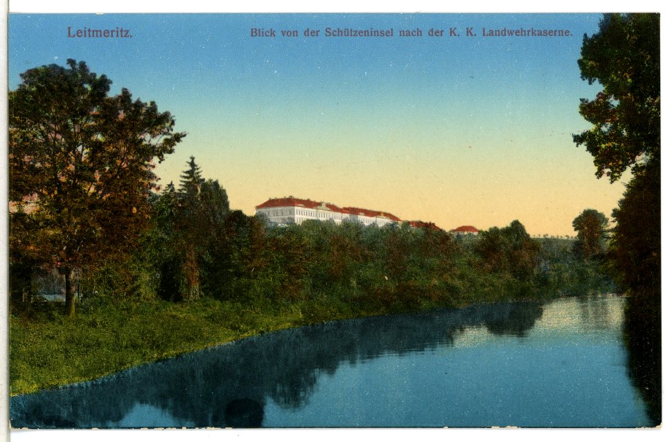 12747-Leitmeritz-1911-Blick nach der K. K. Landwehrkaserne-Brück & Sohn Kunstverlag