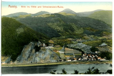 12346-Aussig-1910-Elbtal und Schreckenstein-Ruine-Brück & Sohn Kunstverlag