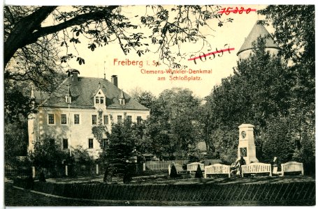 12665-Freiberg-1911-Clemens-Winkler-Denkmal am Schloßplatz-Brück & Sohn Kunstverlag