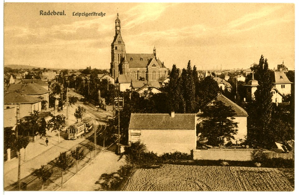 12700-Radebeul-1911-Leipziger Straße mit Straßenbahn-Brück & Sohn Kunstverlag
