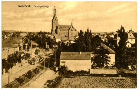 12700-Radebeul-1911-Leipziger Straße mit Straßenbahn-Brück & Sohn Kunstverlag