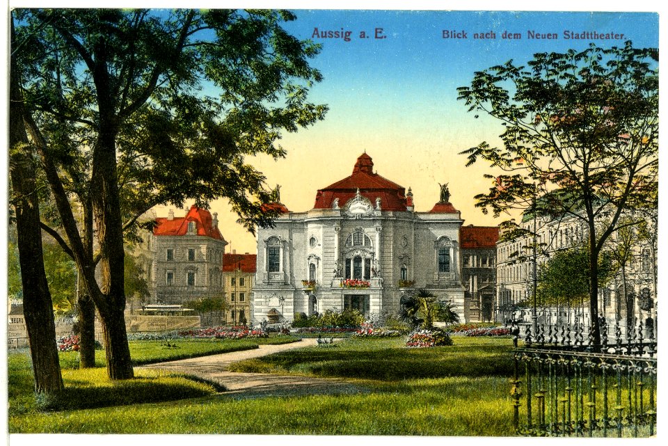 12639-Aussig-1911-Blick nach dem Neuen Stadttheater-Brück & Sohn Kunstverlag
