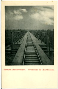 11320-Luga-1910-Eisenbahntruppen Oberansicht des Holzviaduktes-Brück & Sohn Kunstverlag
