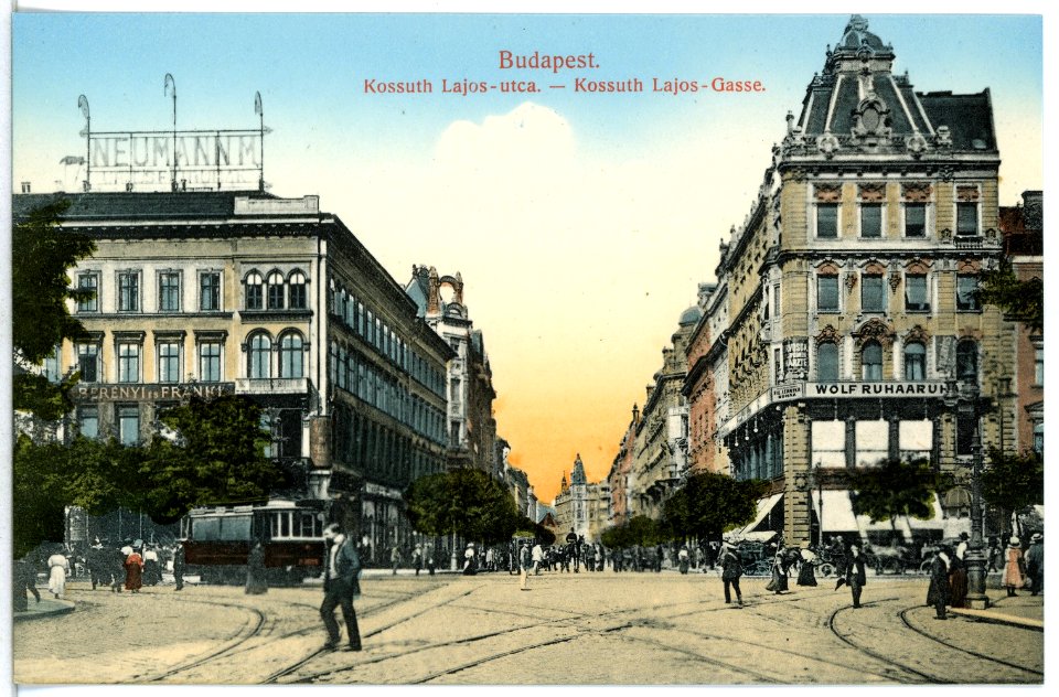12658-Budapest-1911-Kossuth-Lajos-Gasse mit Straßenbahn-Brück & Sohn Kunstverlag