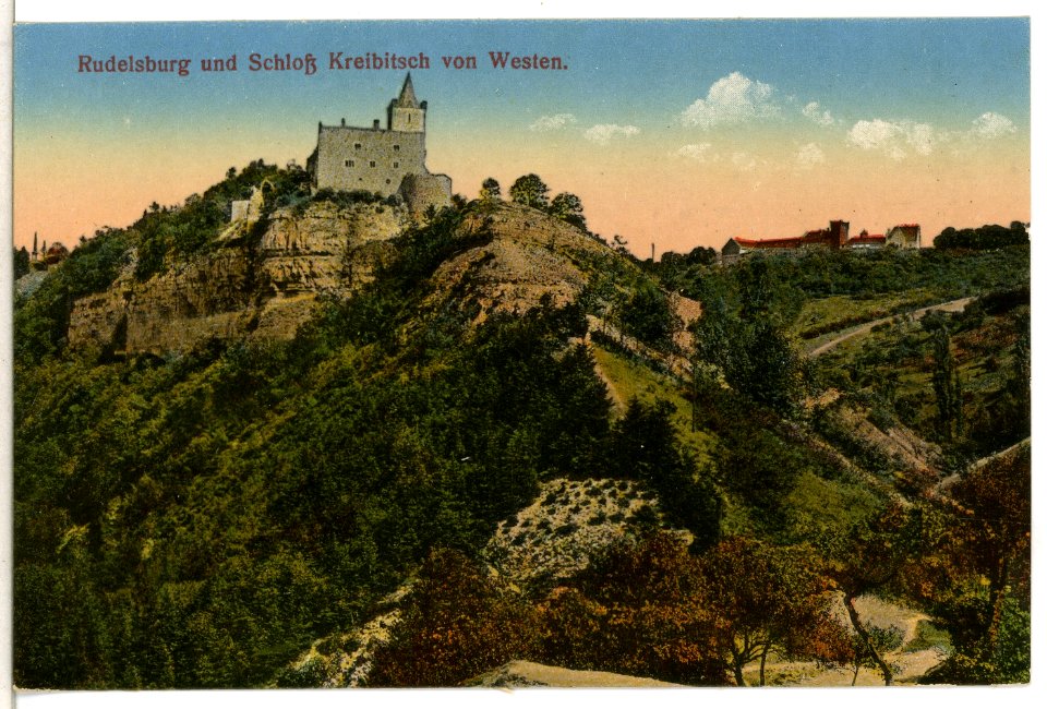 12711-Kösen-1911-Rudelsburg und Schloß Kreibitsch von Westen-Brück & Sohn Kunstverlag