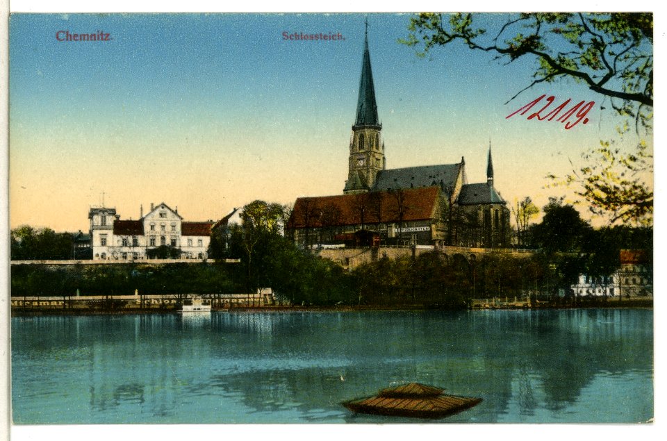 12119-Chemnitz-1910-Schloßteich, Schloßkirche-Brück & Sohn Kunstverlag