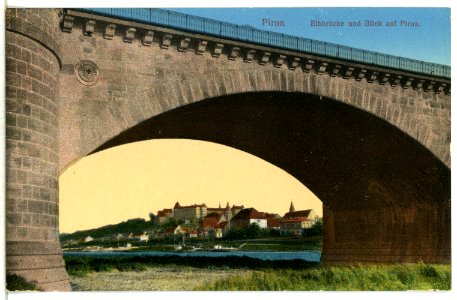 12750-Pirna-1911-Elbbrücke und Blick auf Pirna-Brück & Sohn Kunstverlag