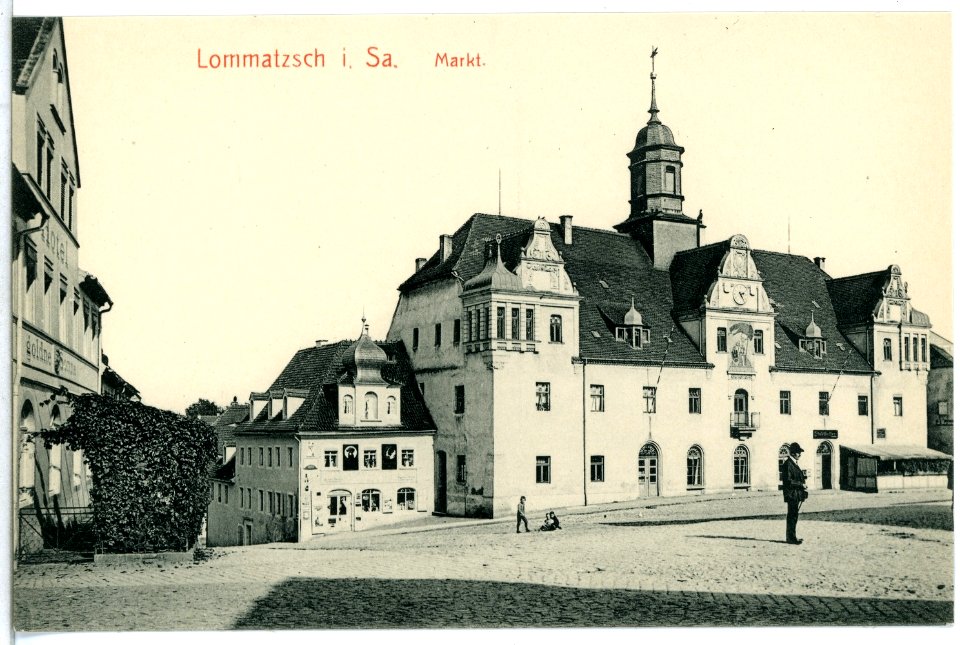 12731-Lommatzsch-1911-Markt mit Rathaus-Brück & Sohn Kunstverlag