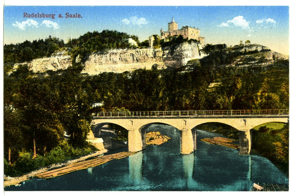 12715-Kösen-1911-Saalebrücke mit Rudelsburg-Brück & Sohn Kunstverlag