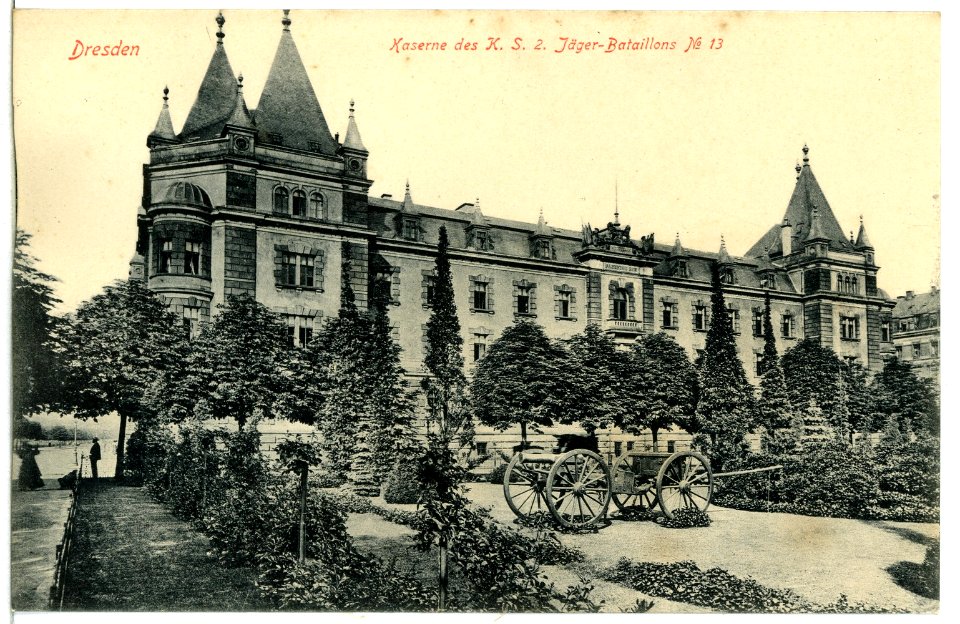 12458-Dresden-1911-Kaserne des 2. Königlich Sächsischen Jäger-Bataillon Nr. 13-Brück & Sohn Kunstverlag