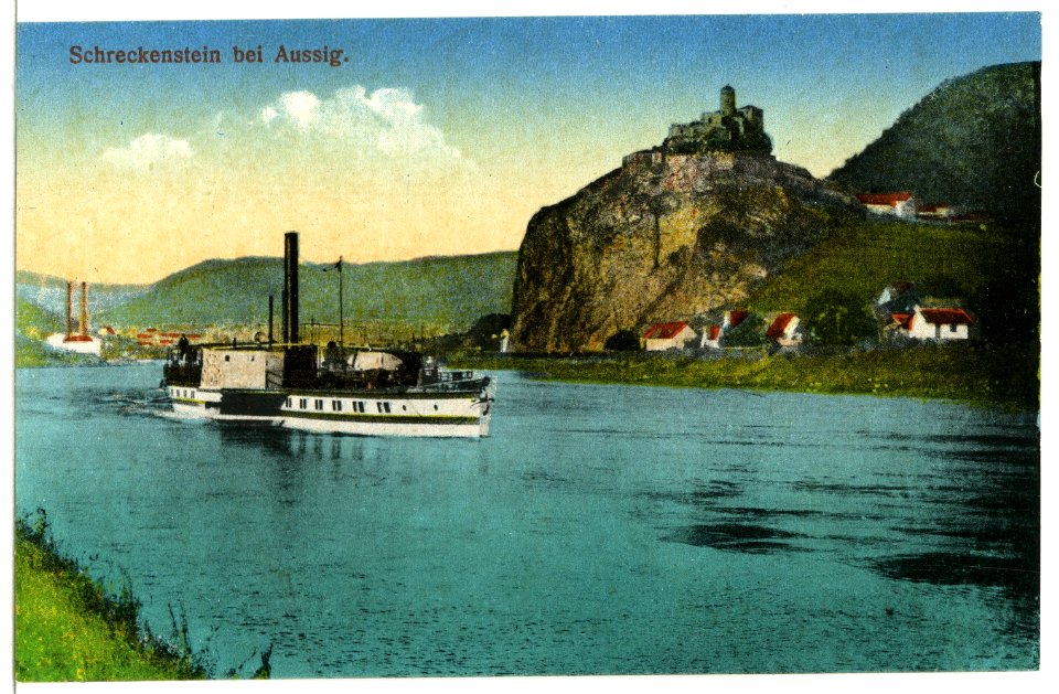 11816-Aussig-1910-Schreckenstein - Elbe mit Dampfer Prinz Georg-Brück & Sohn Kunstverlag