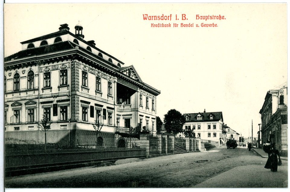 11207-Warnsdorf-1910-Hauptstraße - Kreditbank für Handel und Gewerbe-Brück & Sohn Kunstverlag