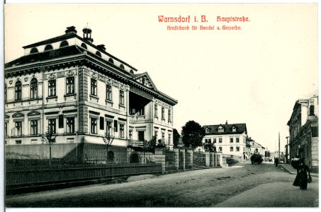 11207-Warnsdorf-1910-Hauptstraße - Kreditbank für Handel und Gewerbe-Brück & Sohn Kunstverlag